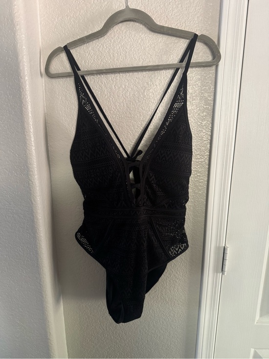 Other - Black Crochet Lace One-Piece Swimsuit